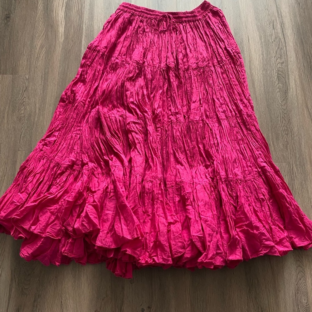 Hot Pink Tribal Belly Dance Tier yard multi tier Maxi skirt